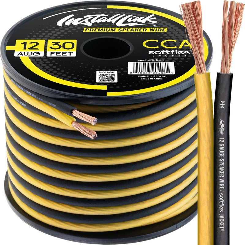 Install Link 12 AWG Gauge Speaker Wire Cable (30 Feet) Stereo, Car or Home Theater, CCA - Image 1